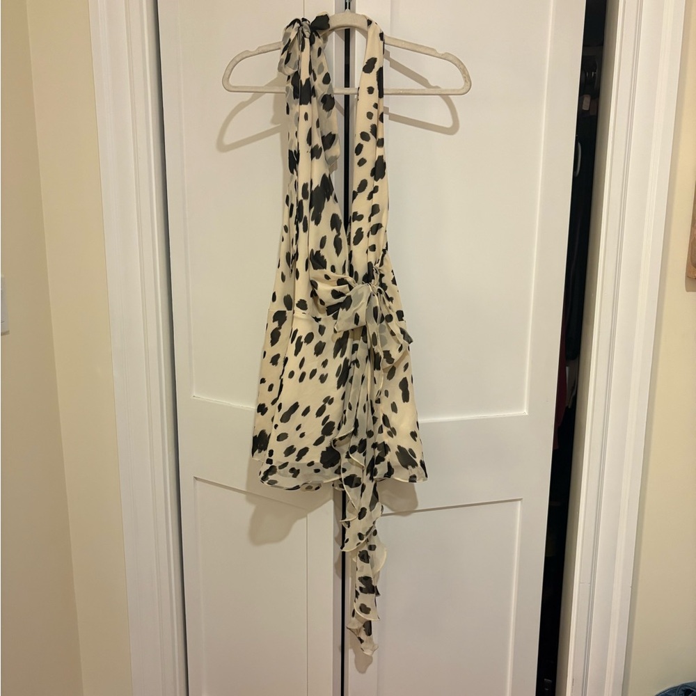 Abercrombie & Fitch Cream and Black Spot Print Top